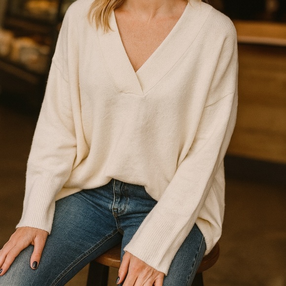 By Anthropologie Sweaters - Anthropologie Tianna Knit Oversized Fit Sweater in Ivory